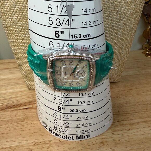 Judith Ripka Womens Watch With Mother-Of-Pearl Face Turquoise Silicone Band NIB - Picture 12 of 16